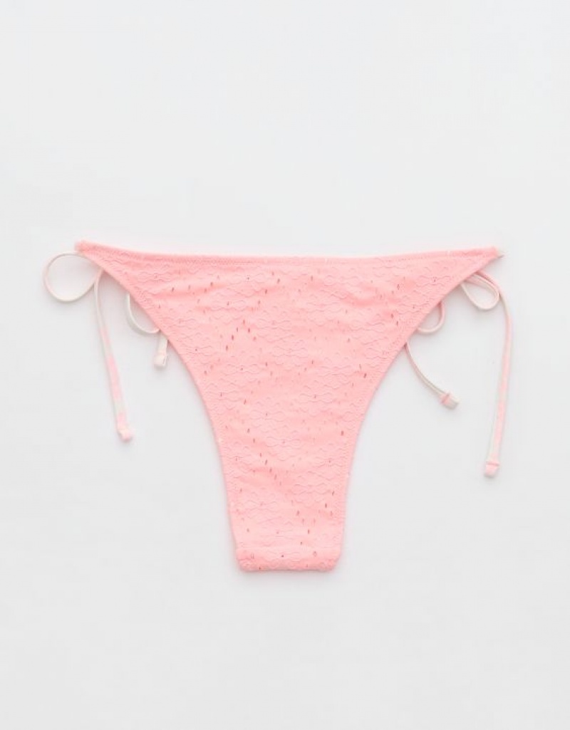 Bas de Bikini Aerie Eyelet Cheekiest Tie Rose | YLY-66628472