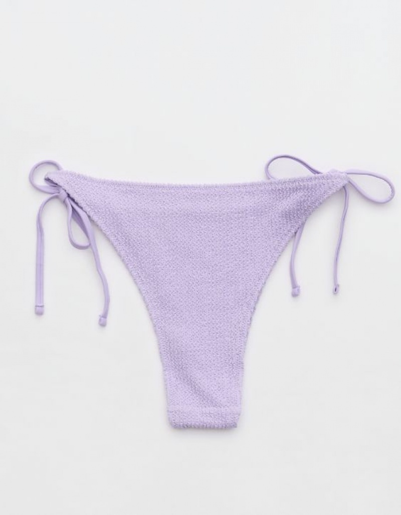 Bas de Bikini Aerie Shine Crinkle Cheekiest Tie Violette Lavage | XAP-05673022