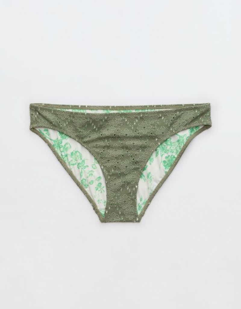 Bas de Bikini Aerie Eyelet Full Coverage Vert Olive | DAU-33258591