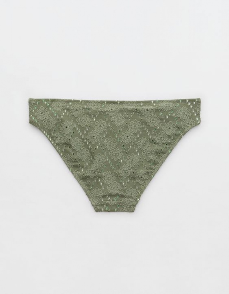 Bas de Bikini Aerie Eyelet Full Coverage Vert Olive | DAU-33258591