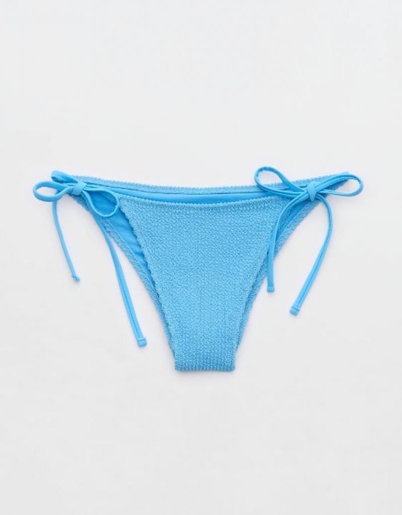 Bas de Bikini Aerie Shine Crinkle Cheekiest Tie Bleu | JMY-94022474