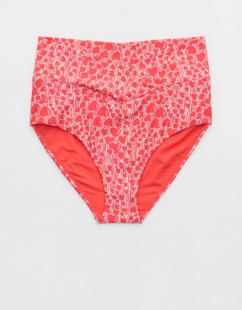 Bas de Bikini Aerie Crossover High Waisted Rouge | YTD-60470411