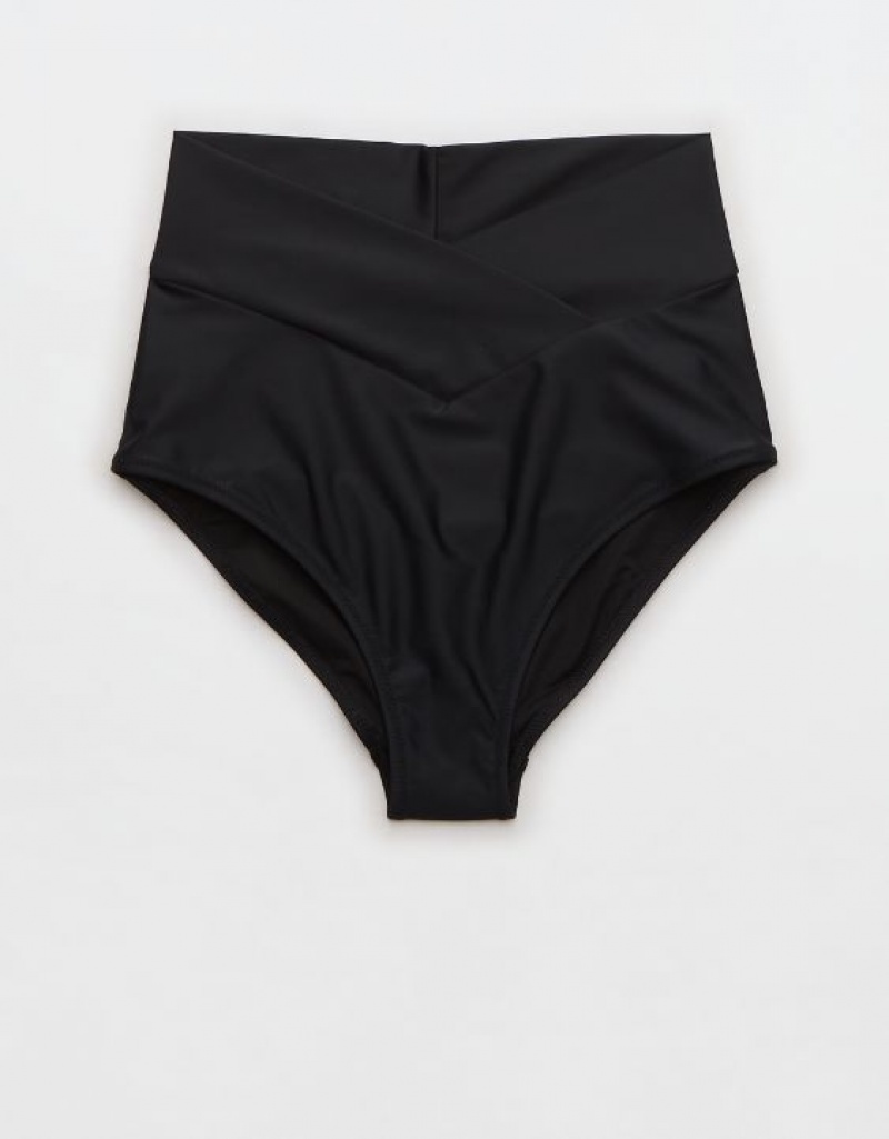 Bas de Bikini Aerie Crossover High Waisted Noir | YEG-37229399