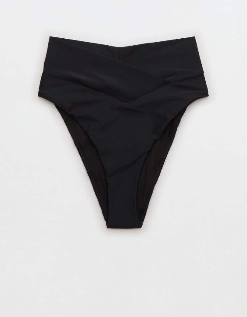 Bas de Bikini Aerie Crossover High Cut Cheeky Noir | XUN-42049888