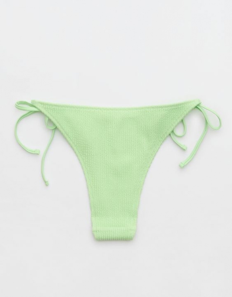 Bas de Bikini Aerie Crinkle Cheekiest Tie Vert | BPT-94044429