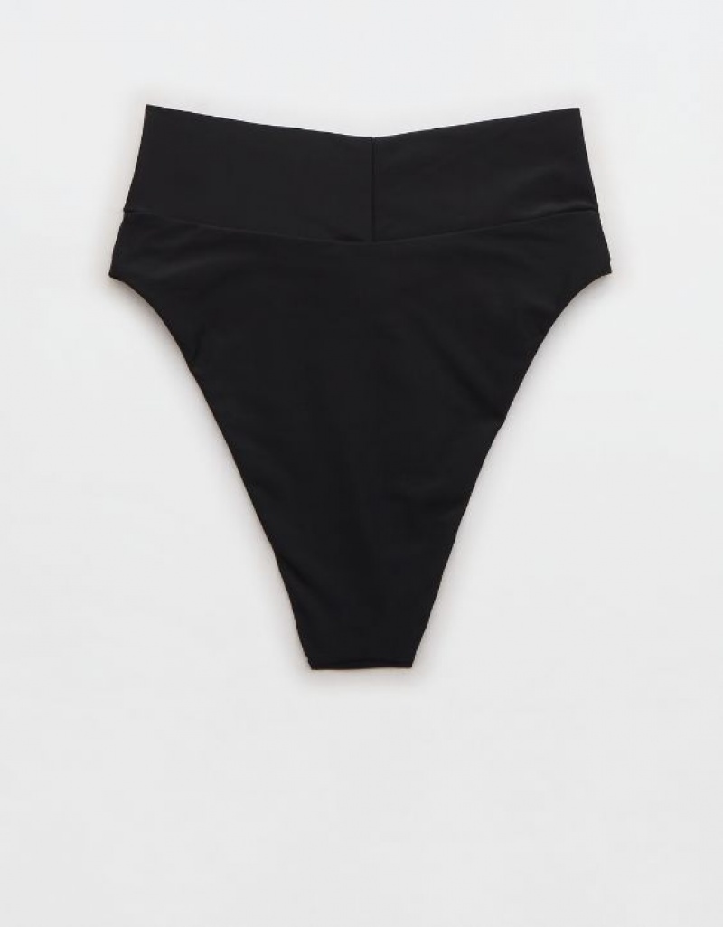 Bas de Bikini Aerie Crossover High Cut Cheeky Noir | XUN-42049888