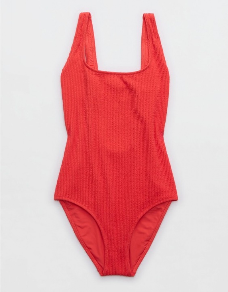 One Piece Swimsuits Aerie Crinkle Larges Brides Scoop Rouge | LJC-28124474