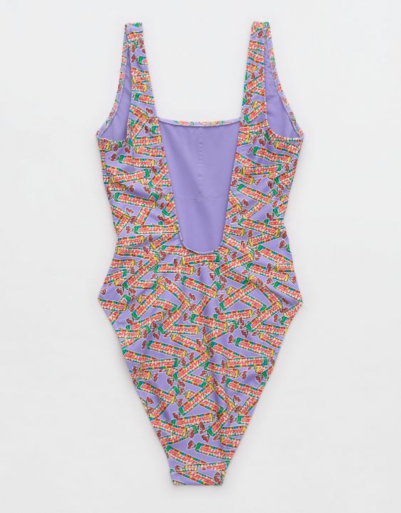 One Piece Swimsuits Aerie Smarties Babewatch Violette | USO-94054160