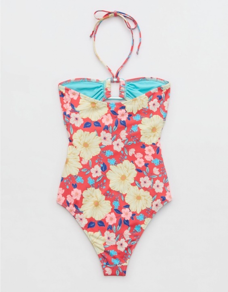 One Piece Swimsuits Aerie Ring Bandeau Rouge | FYJ-28584181