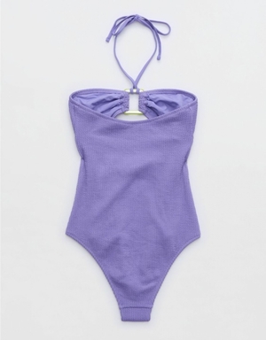 One Piece Swimsuits Aerie Crinkle Bandeau Violette | VZU-16405576