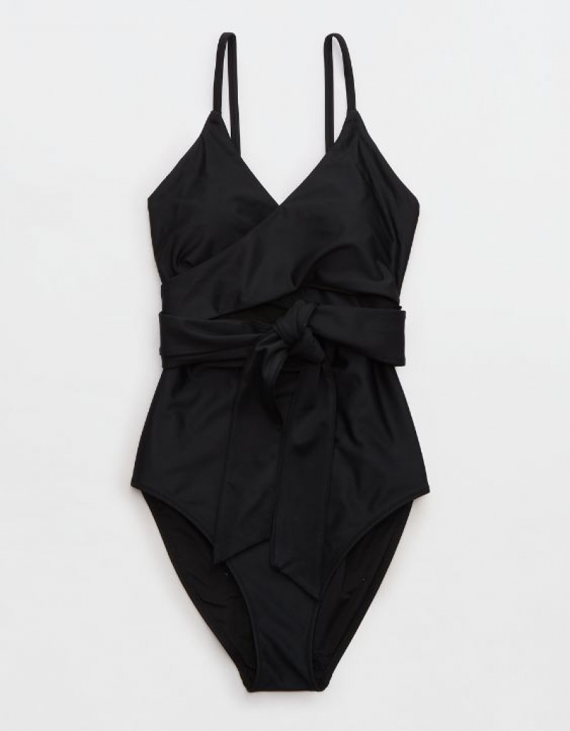 One Piece Swimsuits Aerie Wrap Noir | HYE-93686979