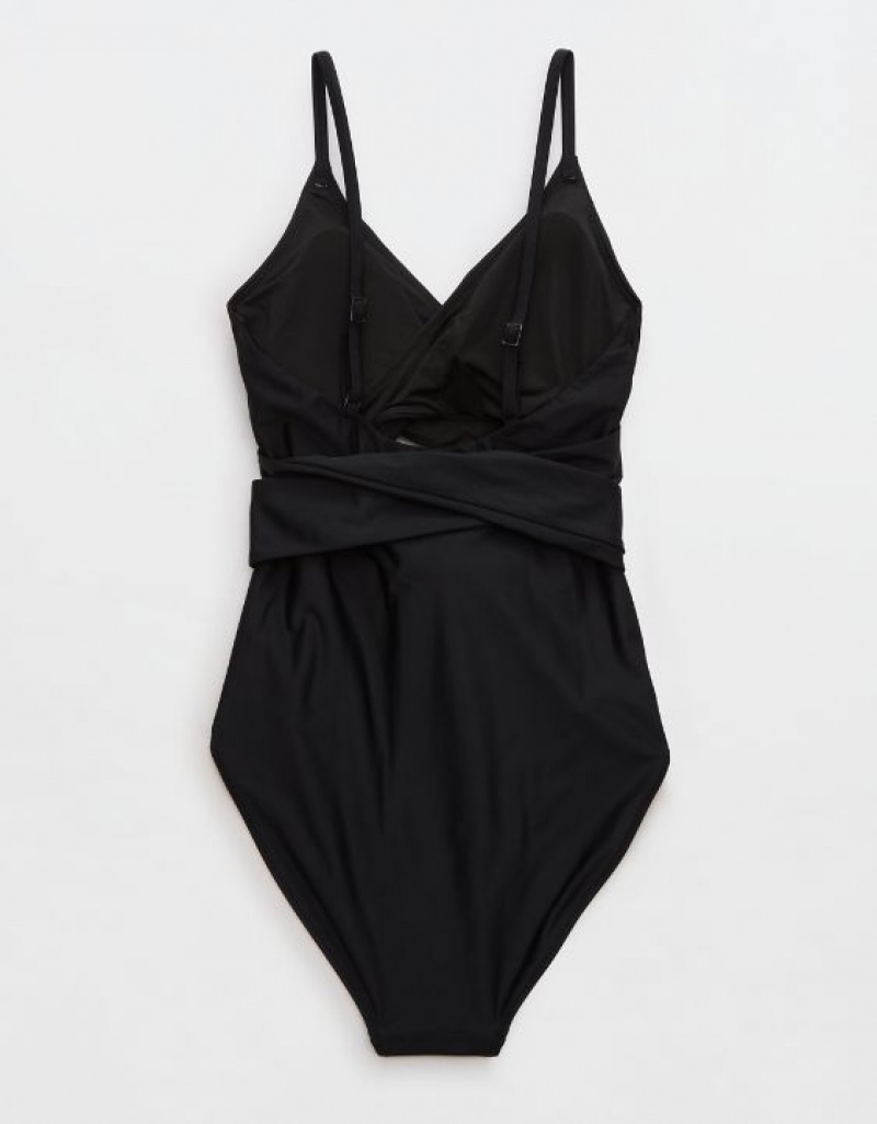 One Piece Swimsuits Aerie Wrap Noir | HYE-93686979