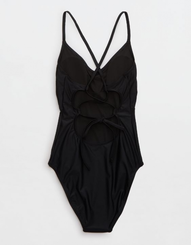 One Piece Swimsuits Aerie Lanières Back Noir | STI-75504038