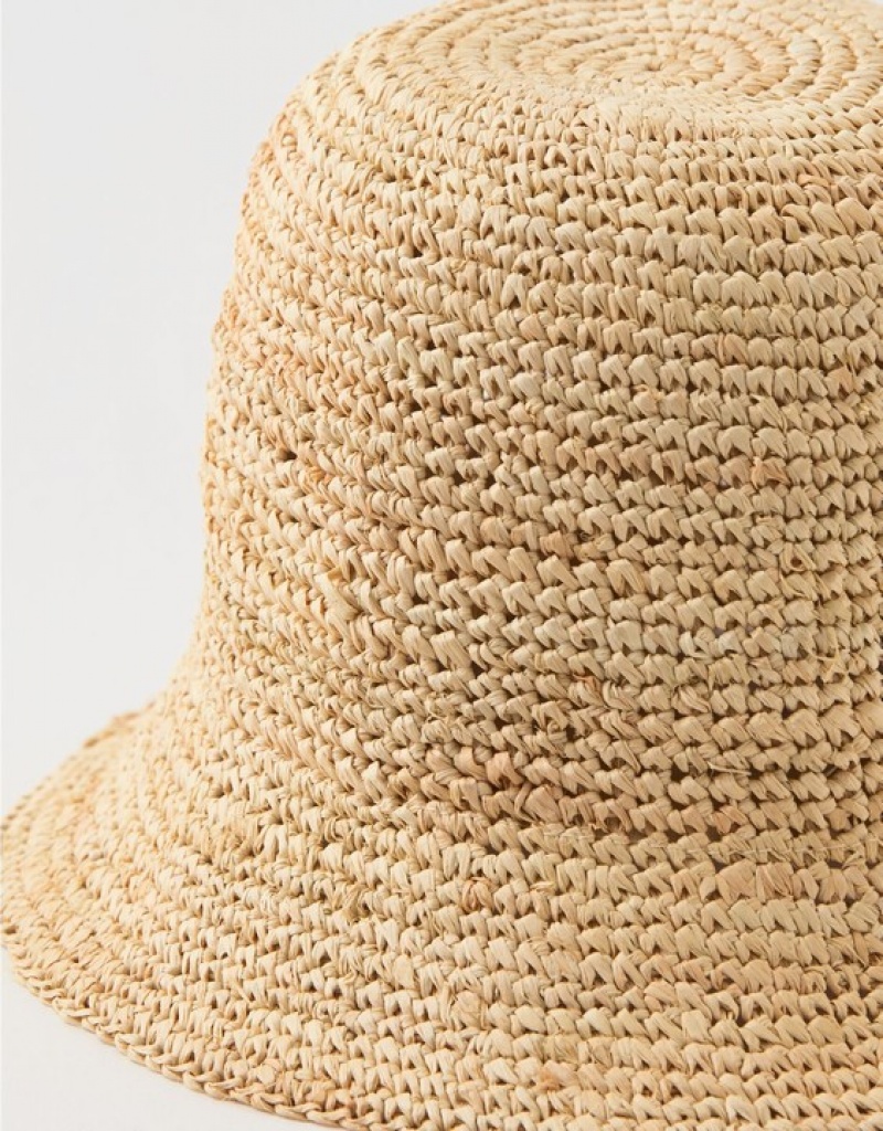 Chapeaux Aerie Straw Crochet Bucket Beige | QIM-03315831