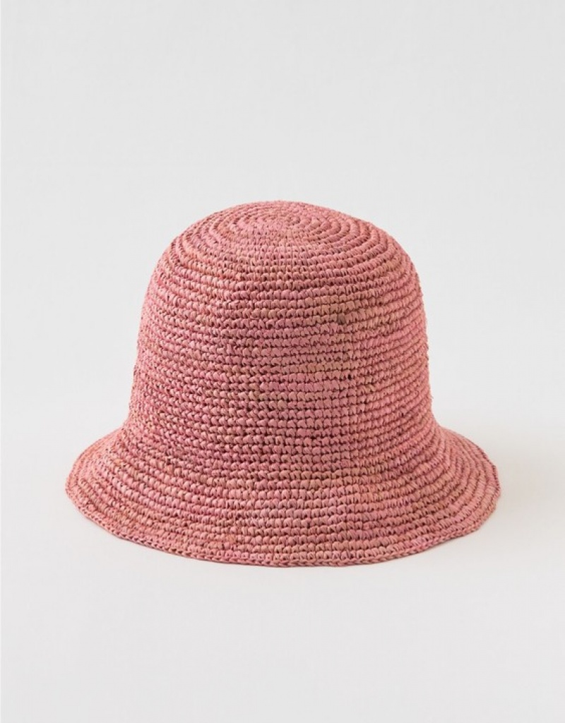 Chapeaux Aerie Straw Crochet Bucket Corail | GWM-26359428