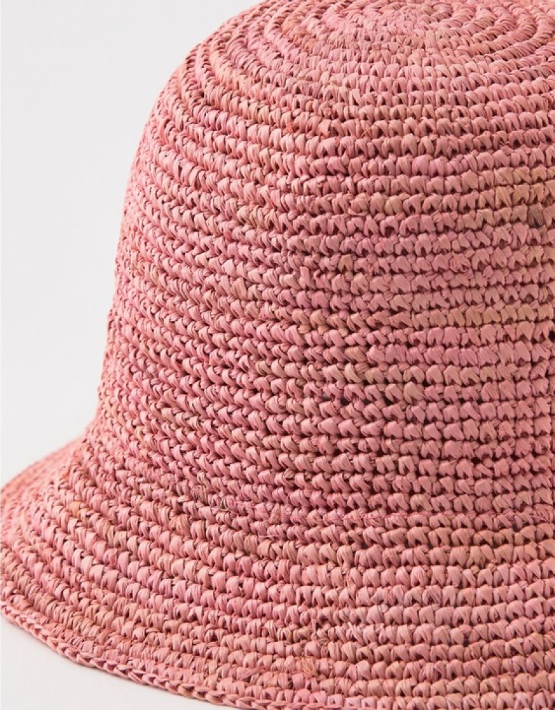 Chapeaux Aerie Straw Crochet Bucket Corail | GWM-26359428