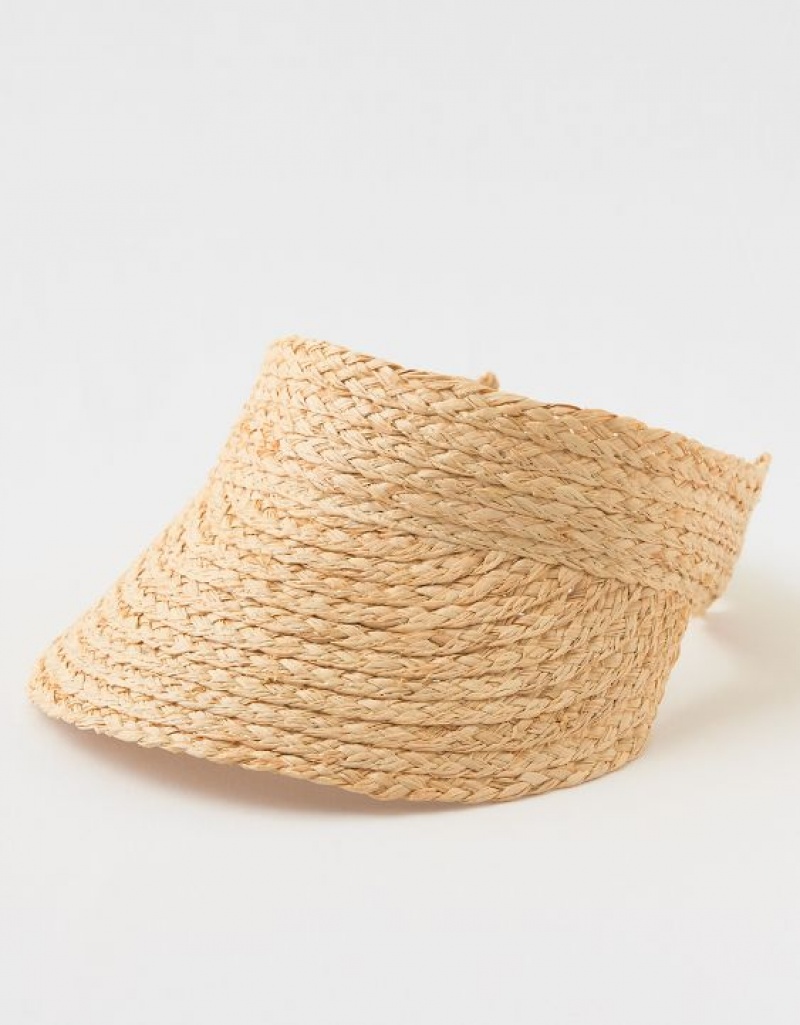 Chapeaux Aerie Straw Visor Doré | EZN-88699465