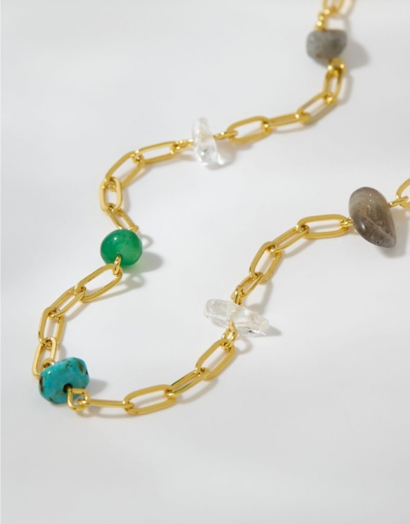 Bijoux Aerie Pura Vida Bead & Stone Anklet Doré | LCN-17423468