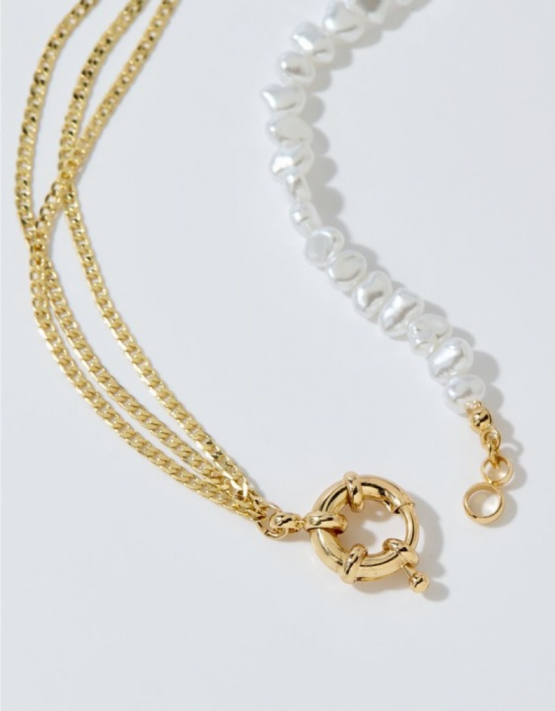 Bijoux Aerie Chain And Pearl Mix Doré | OGH-57801662