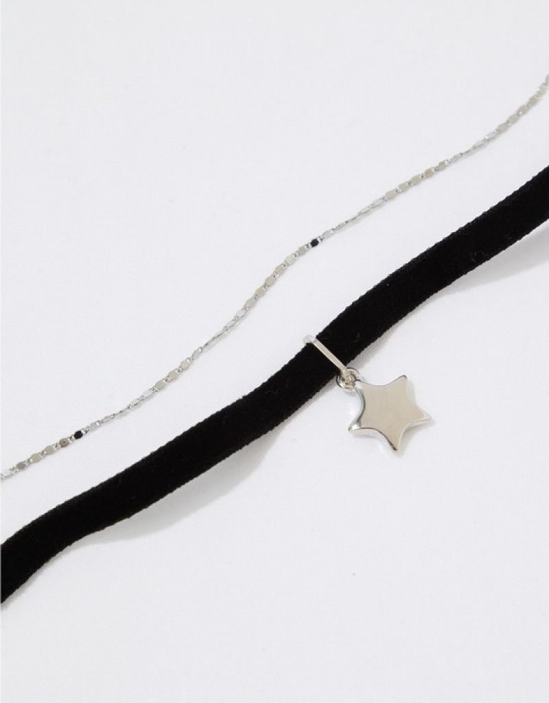 Bijoux Aerie Velvet Star Choker Pack Argent | AZZ-91192148