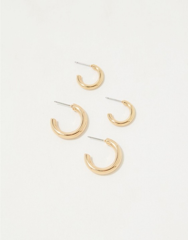 Bijoux Aerie Hoop Earring 2-Pack Doré | POQ-30106723