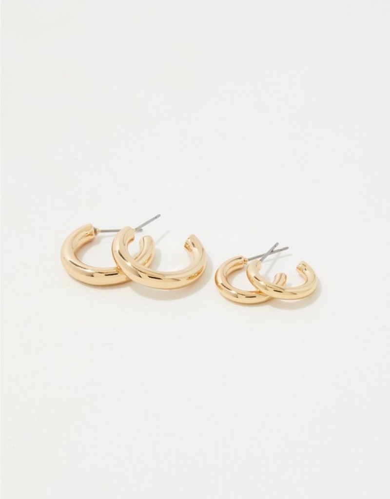 Bijoux Aerie Hoop Earring 2-Pack Doré | POQ-30106723