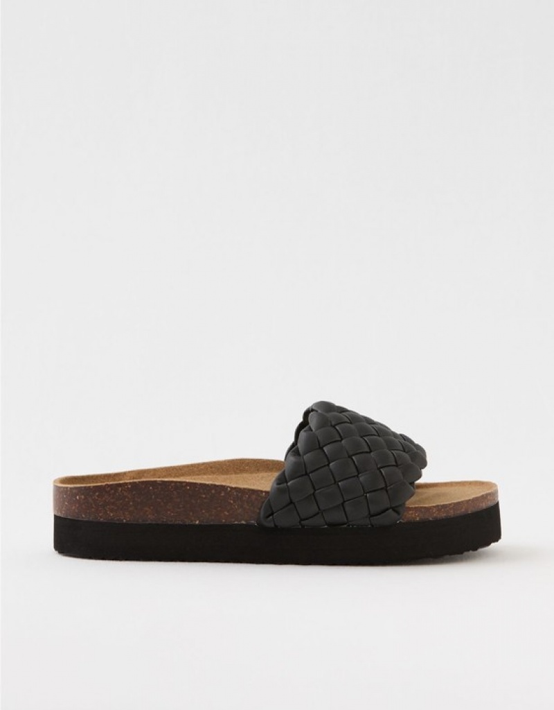 Sandale Aerie Woven Plateforme Noir | ZOI-56483986