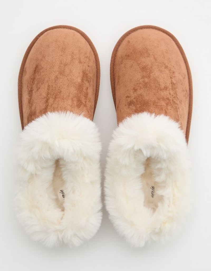 Chausson Aerie Fur Scruff Marron | UQE-31888335