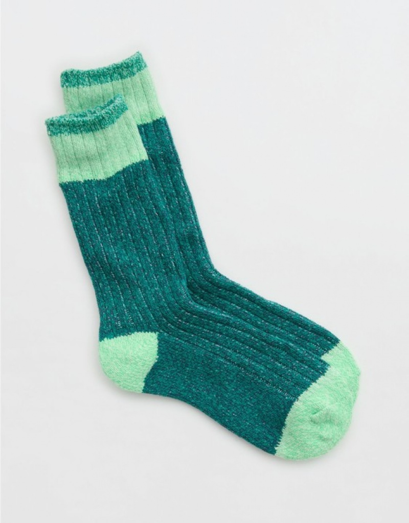 Chaussette Aerie Colorblock Marled Crew Vert | WXX-26392721