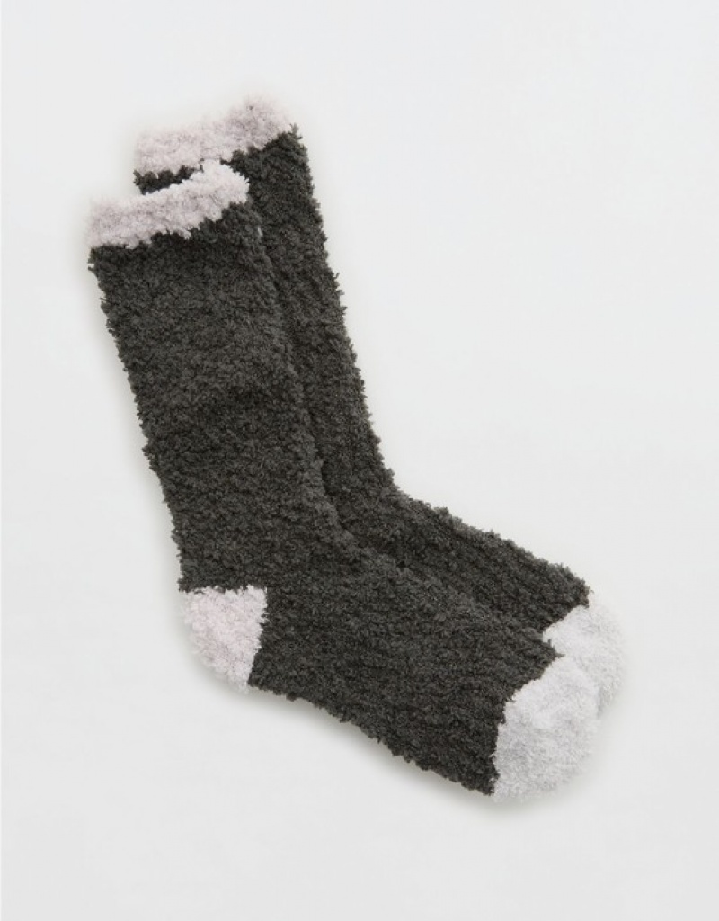 Chaussette Aerie Fuzzy Crew Grise | PHY-38076865