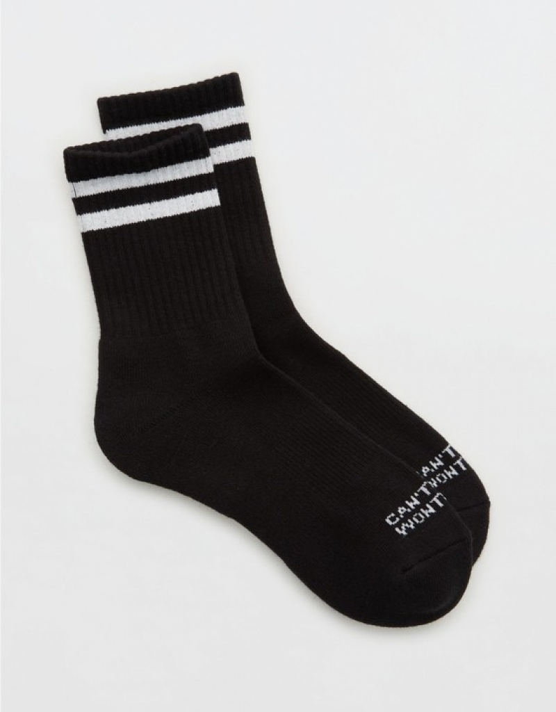 Chaussette Aerie OFFLINE By Crew Noir Stripes | OEM-23174608