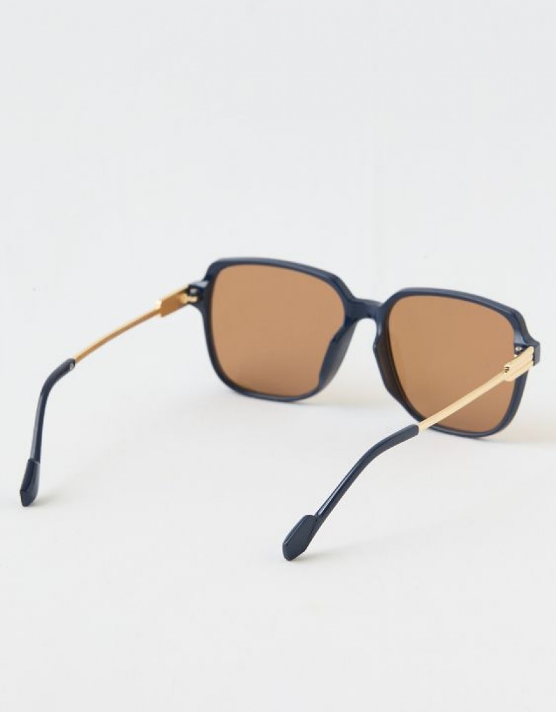 Lunette de Soleil Aerie Oversized Vintage Bleu Marine | YDN-08756721